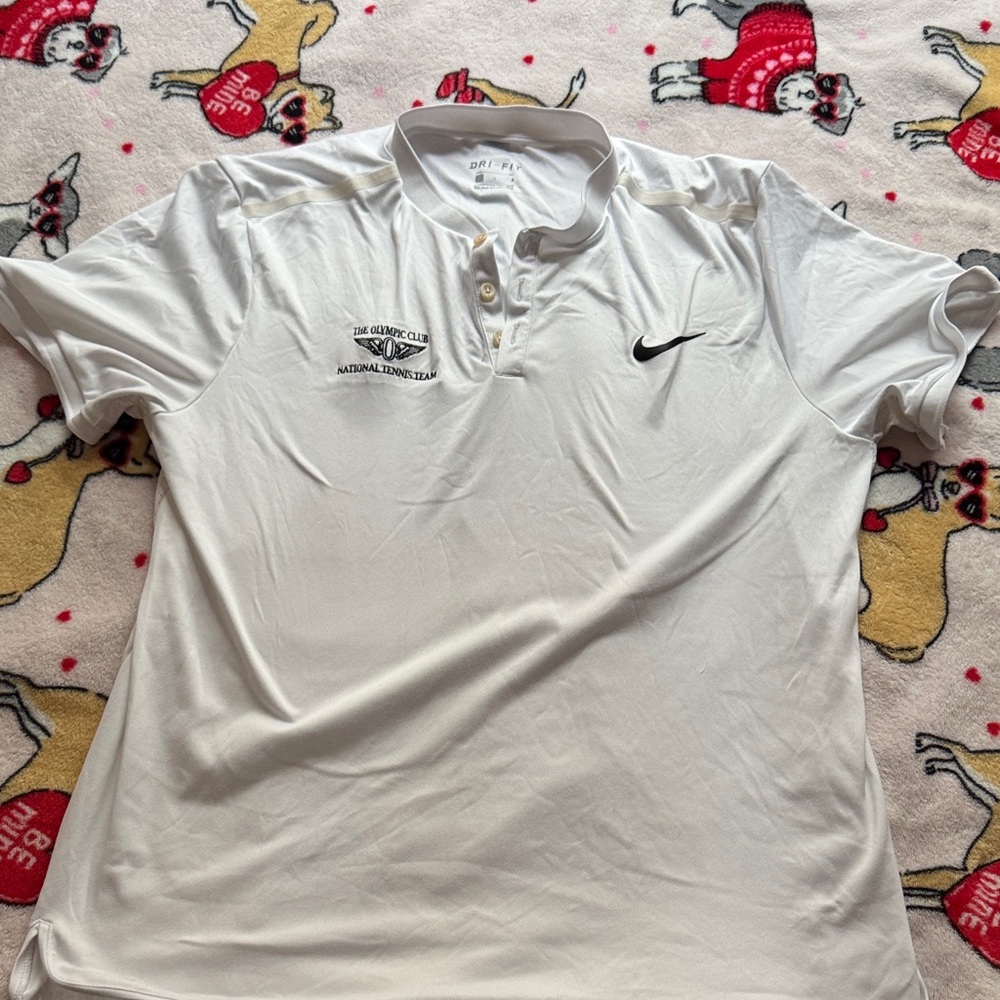 Nike White Men's Polo Shirt with Black Logo